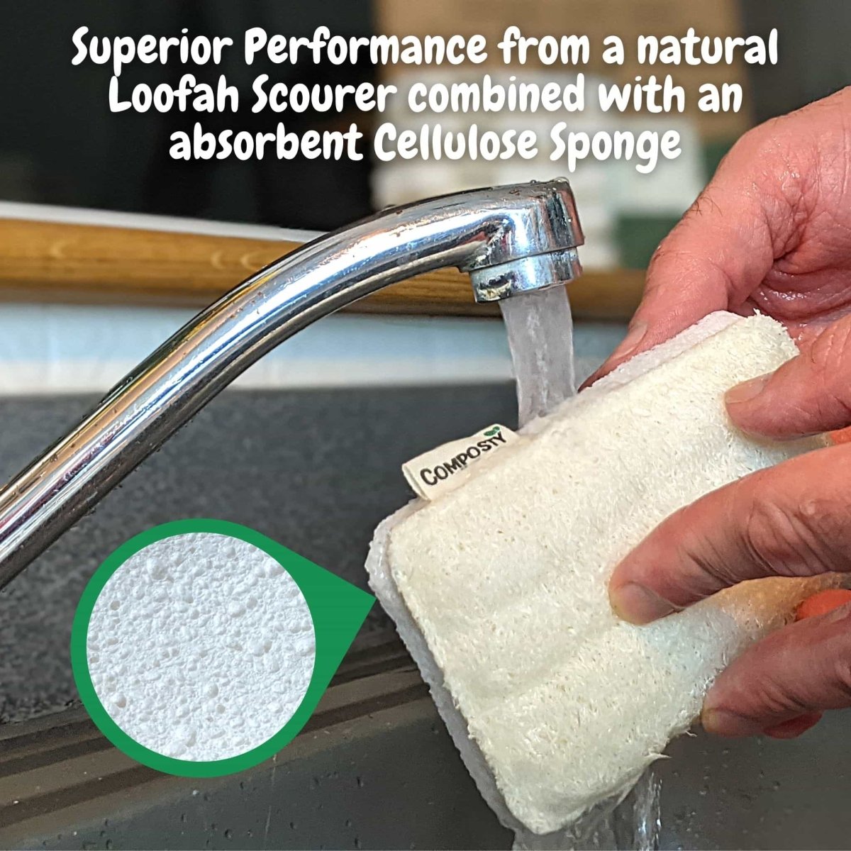Composty® | All-in-One Loofah Scourer Sponges | 6 Pack | Compostable - Composty