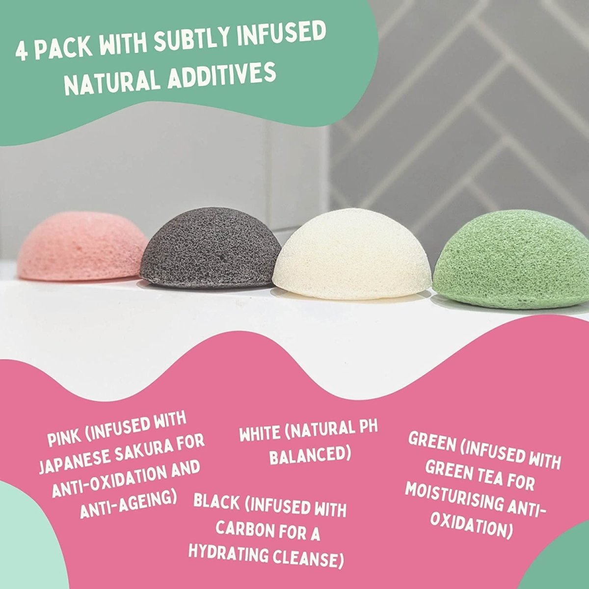 Composty® | Super Soft Konjac Facial Sponges | 4 Pack | Cleansing & Gentle Exfoliating - Composty