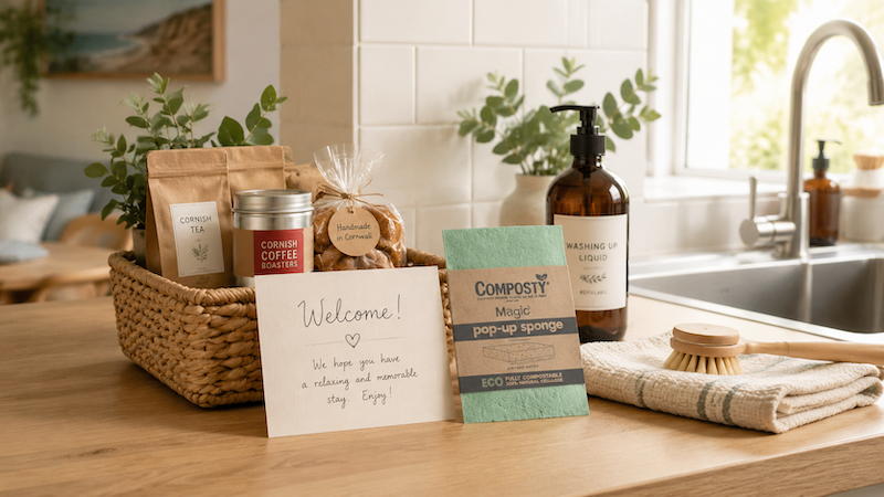 composty sponges in an airbnb welcome pack