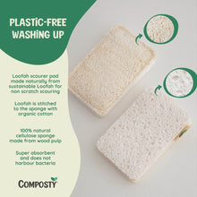 Load image into Gallery viewer, Composty® | All-in-One Loofah Scourer Sponges | 6 Pack | Compostable - Composty
