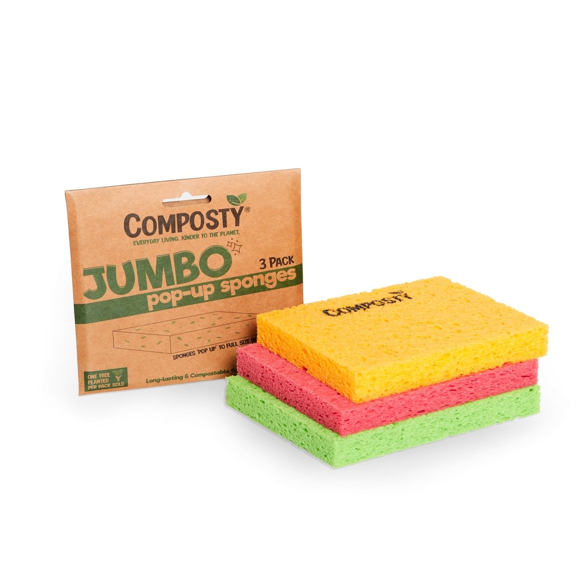 Jumbo Pop-Up Eco Sponges – Double-Size, Plastic-Free | Composty