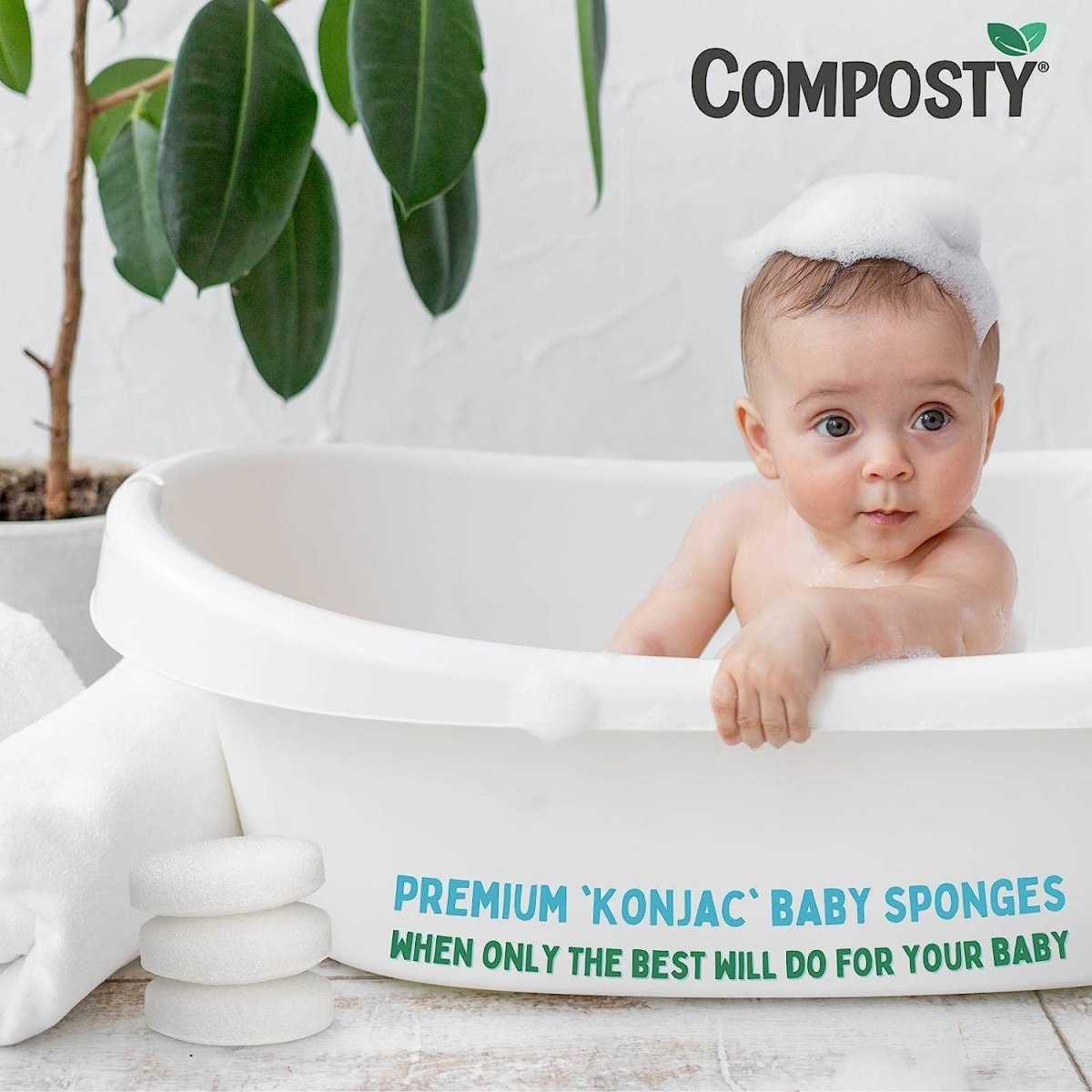 Composty® | Konjac Baby Bath Sponges | 3 Pack | The Softest Baby Sponge - Composty