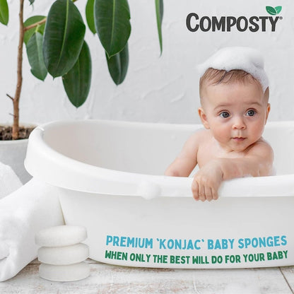Composty® | Konjac Baby Bath Sponges | 3 Pack | The Softest Baby Sponge - Composty