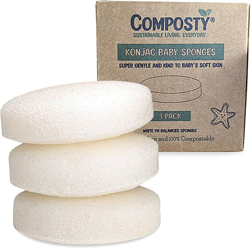 Composty® | Konjac Baby Bath Sponges | 3 Pack | The Softest Baby Sponge - Composty