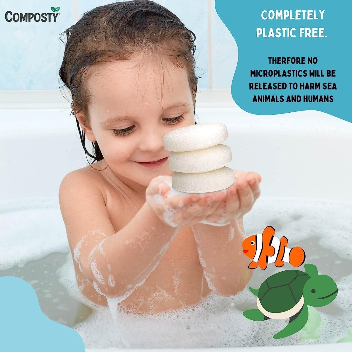 Composty® | Konjac Baby Bath Sponges | 3 Pack | The Softest Baby Sponge - Composty
